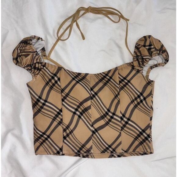 I. AM. GIA. Caramel Burberry Top size XXS - Picture 3 of 4